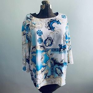 Chico's blue patterned blouse